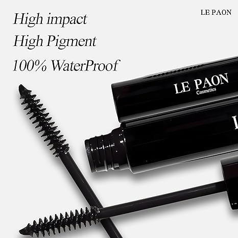 Le Paon Cosmetic Super Curl Waterproof Mascara for Lenthening Lashes without Fallout – Clump Free Volumizing Mascara for Defined & Separated Lashes