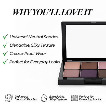 Le Paon Cosmetic Starlight Eyeshadow Palette (Romantic Mauve) - 6 Highly Pigmented, Crease-Proof Matte & Shimmer Shades – Long-Lasting, Blendable & Buildable Pigments – Compact & Travel-Friendly