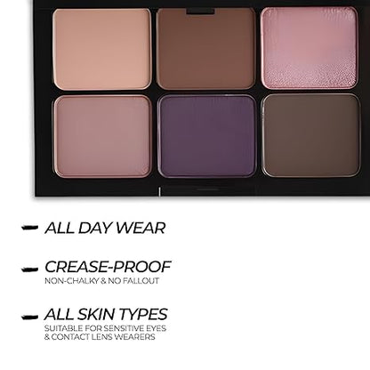 Le Paon Cosmetic Starlight Eyeshadow Palette (Romantic Mauve) - 6 Highly Pigmented, Crease-Proof Matte & Shimmer Shades – Long-Lasting, Blendable & Buildable Pigments – Compact & Travel-Friendly