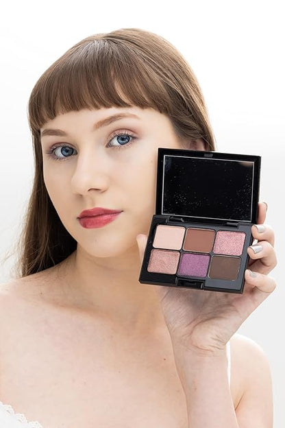 Le Paon Cosmetic Starlight Eyeshadow Palette (Romantic Mauve) - 6 Highly Pigmented, Crease-Proof Matte & Shimmer Shades – Long-Lasting, Blendable & Buildable Pigments – Compact & Travel-Friendly