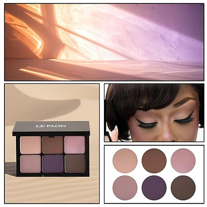 Le Paon Cosmetic Starlight Eyeshadow Palette (Romantic Mauve) - 6 Highly Pigmented, Crease-Proof Matte & Shimmer Shades – Long-Lasting, Blendable & Buildable Pigments – Compact & Travel-Friendly