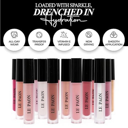 LePaon Cosmetics Pout Cloud Lipgloss – Long-wear, Transfer-Proof Matte Lipstick with High Pigment Payoff – Infused with Vitamin E for Extended Hydration (Pearl)