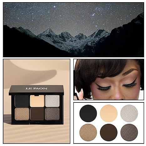 Le Paon Cosmetics Eyeshadow Palette – 6 Highly Pigmented, Crease-Proof Matte & Shimmer Shades – Long-Lasting, Blendable & Buildable Pigments – Compact & Travel-Friendly (Smoky Nights)